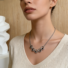 Ombre Disc Pendant Necklace/Stainless Steel