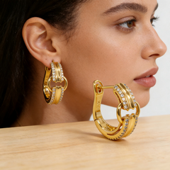 LONNIE HOOP HUGGIE EAR/GOLD METAL