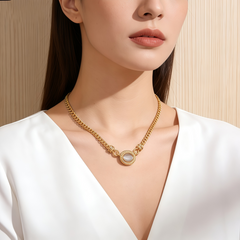 Gray cat eyes Necklace/18k GOLD