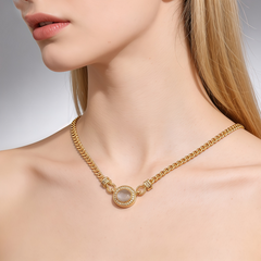 Gray cat eyes Necklace/18k GOLD
