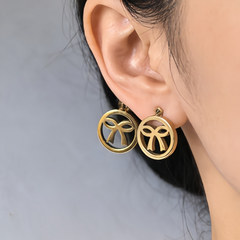 Bow Cutout Earrings/ GOLD Stainless Steel