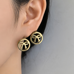 Bow Cutout Earrings/ GOLD Stainless Steel