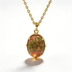 UNAKITE PENDANT  Necklace/GOLD
