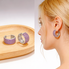 Double sided Cubic Zirconia Earrings/Rhodium