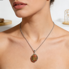 UNAKITE PENDANT NCK/RHOD