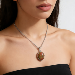UNAKITE PENDANT NCK/RHOD