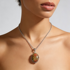 UNAKITE PENDANT NCK/RHOD