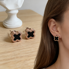 Black Clover Stud Earrings/RSG Stainless Steel