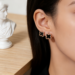 Black Clover Stud Earrings/RSG Stainless Steel