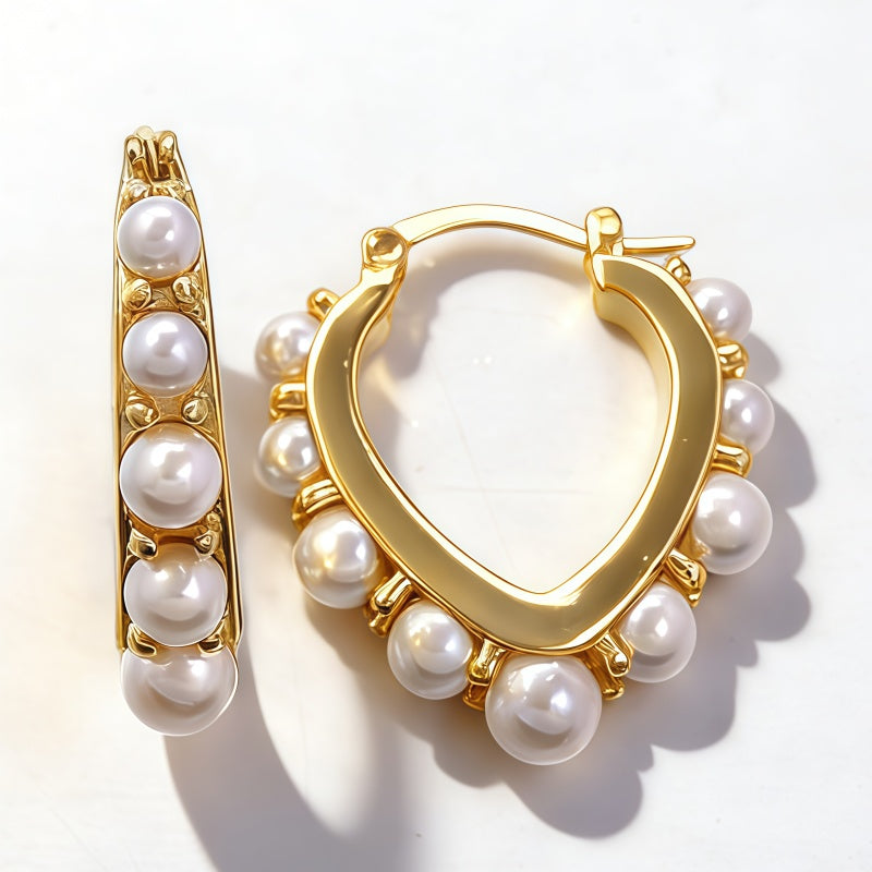 Fresh water M pearl Hoop huggie EAR/Gold