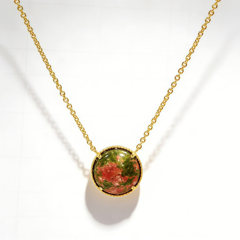 ROUND UNAKITE NCK/GLD