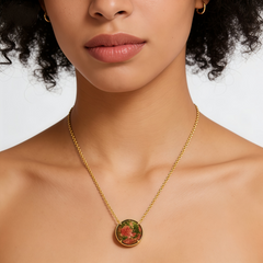 ROUND UNAKITE NCK/GLD