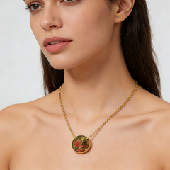 ROUND UNAKITE NCK/GLD