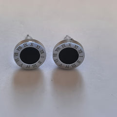 Black & Gold Circle Studs EAR/Stainless Steel