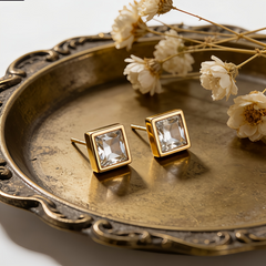 White  Earrings/GOLD Stainless Steel