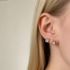 White  Earrings/GOLD Stainless Steel