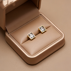 White  Earrings/GOLD Stainless Steel