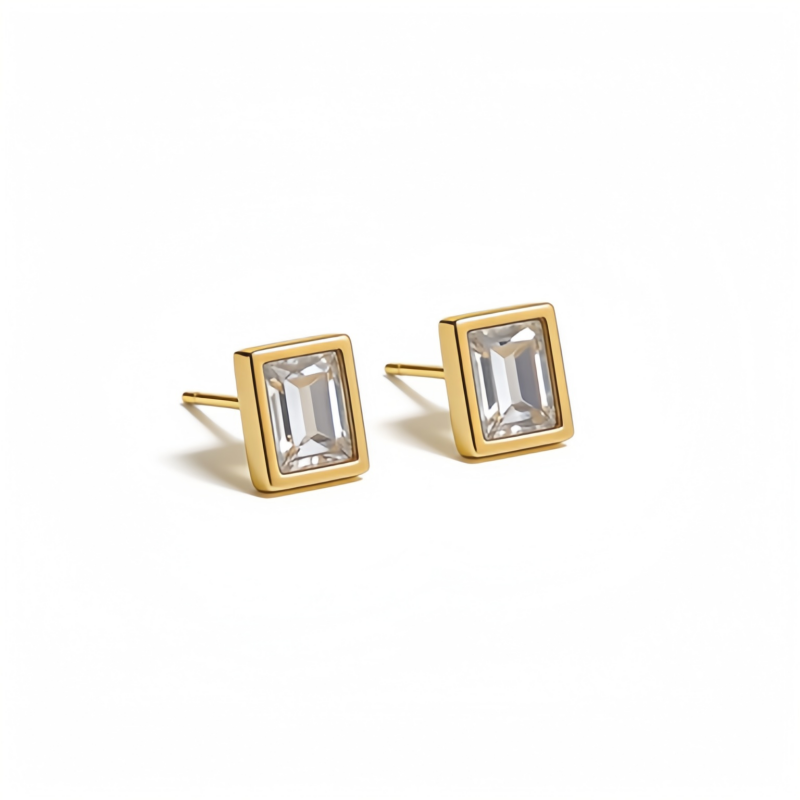 White  Earrings/GOLD Stainless Steel