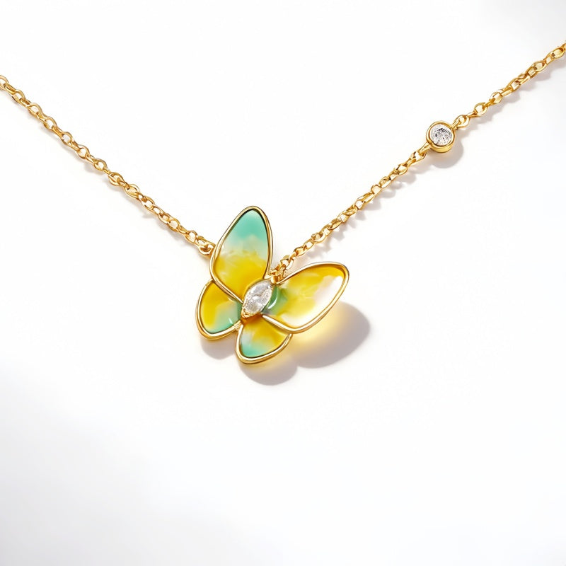 Stella butterfly enamel pendant NCK