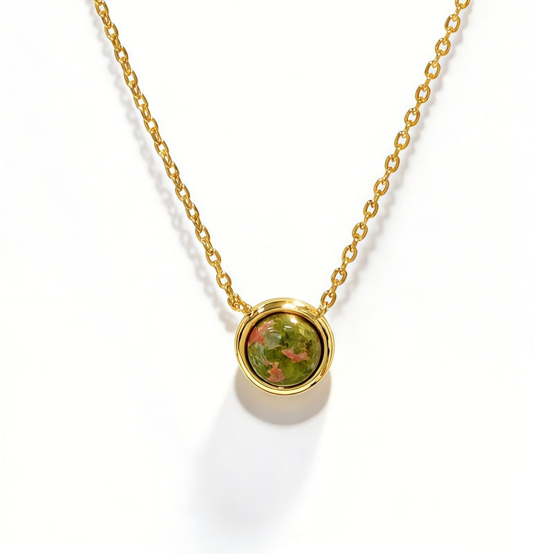 ROUND UNAKITE S Necklace/GOLD