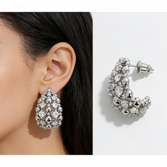 RIKA WITE CRYSTAL Earrings /Rhodium