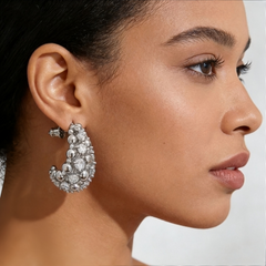 RIKA WITE CRYSTAL Earrings /Rhodium