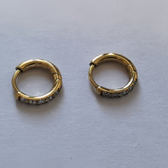 CZ Huggie Hoop Earrings/GOLD Stainless Steel
