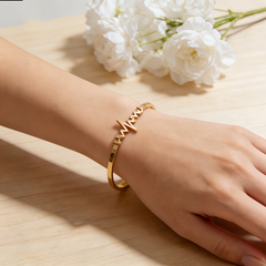 Love Beat Blue Accent Bracelet/GOLD Stainless Steel