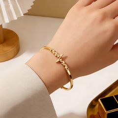 Love Beat Blue Accent Bracelet/GOLD Stainless Steel