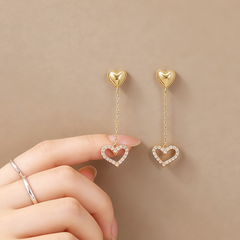 HEART PNDNT EAR/GOLD WHITE CRYSTAL