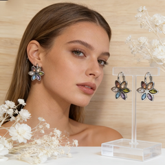Rainbow Flower Stud Earrings/Stainless Steel