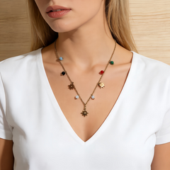 Boho Charm Long NCK/GOLD Stainless Steel