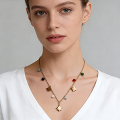 Boho Charm Long NCK/GOLD Stainless Steel