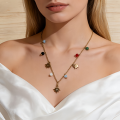 Boho Charm Long NCK/GOLD Stainless Steel