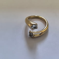 Star & CZ Open Wrap Ring/ GOLD Stainless Steel
