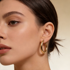 Chunky Gold Double Tube Hoops/Stainless Steel