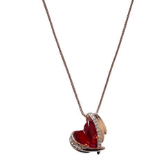 Garnet Halo Petite Necklace/Rose Gold