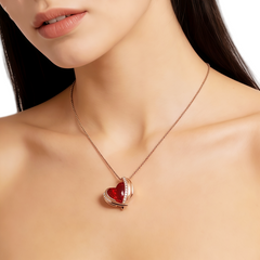 Garnet Halo Petite Necklace/Rose Gold