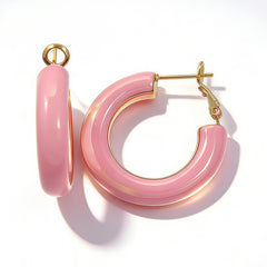 Pink enamel L/M/S earrings / Gold