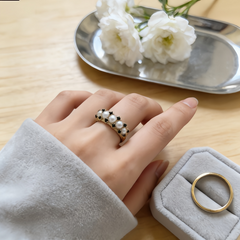 Pearl Floral Cocktail Ring/GOLD Stainless Steel