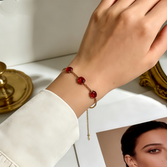 Triple Ruby Bracelet/GOLD Stainless Steel