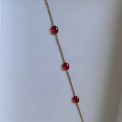 Triple Ruby Bracelet/GOLD Stainless Steel