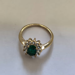 Emerald Halo Ring/GOLD Stainless Steel
