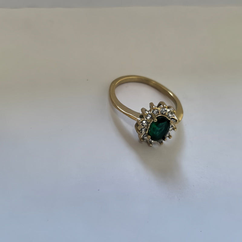 Emerald Halo Ring/GOLD Stainless Steel