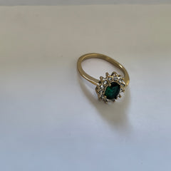 Emerald Halo Ring/GOLD Stainless Steel