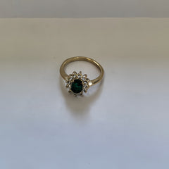 Emerald Halo Ring/GOLD Stainless Steel
