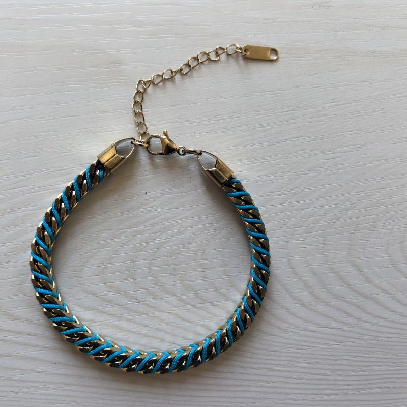 Blue & Gold Braided Friendship BRC/GOLD Stainless Steel