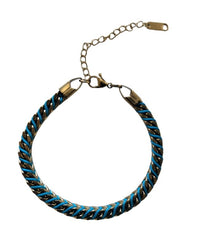 Blue & Gold Braided Friendship Bracelet/GOLD Stainless Steel