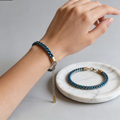 Blue & Gold Braided Friendship BRC/GOLD Stainless Steel