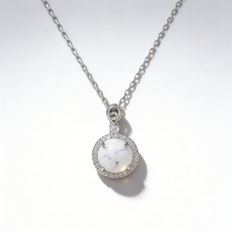 Howlite Necklace/Rhodium